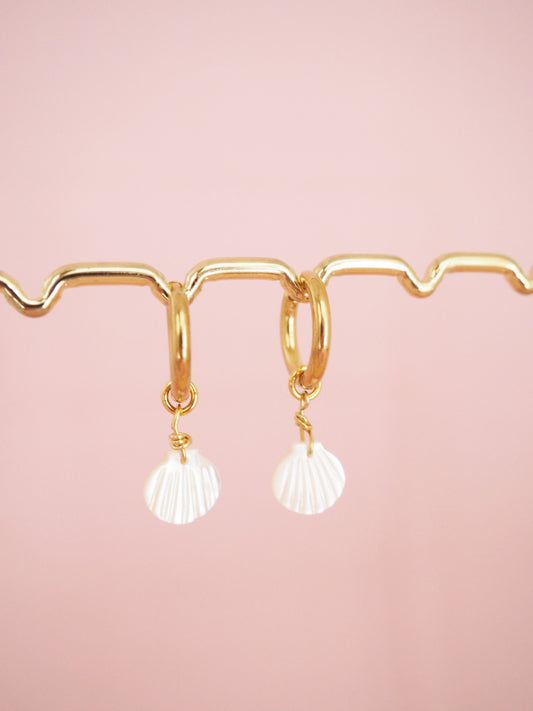 Creolen mit Perlmutt Muscheln Multiway Stahl vergoldet