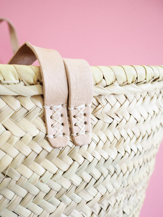 Korb Tasche Basic LARGE Helle Leder Henkel