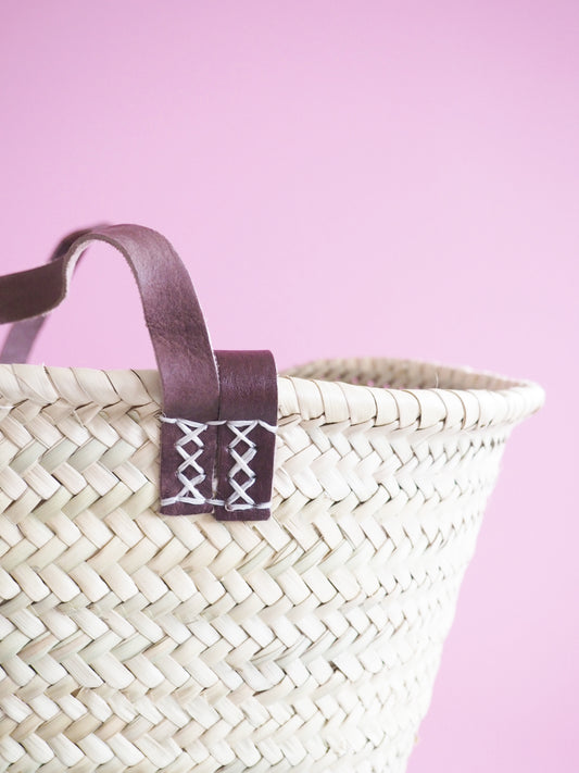 Korb Natur M Dunkle Leder Henkel