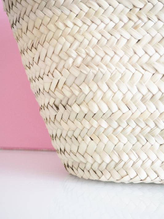 Korb Natur L Dunkle Leder Henkel