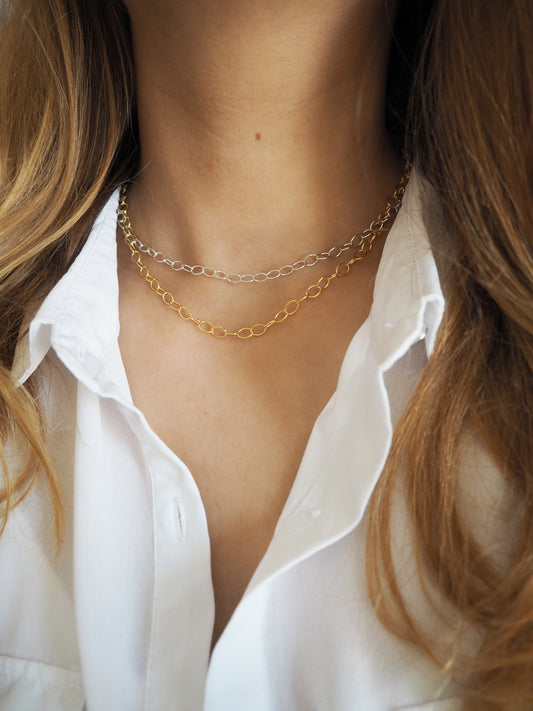 Halskette Basic Choker Maxikette Y 42cm 925 Sterlingsilber . vergoldet . rosévergoldet