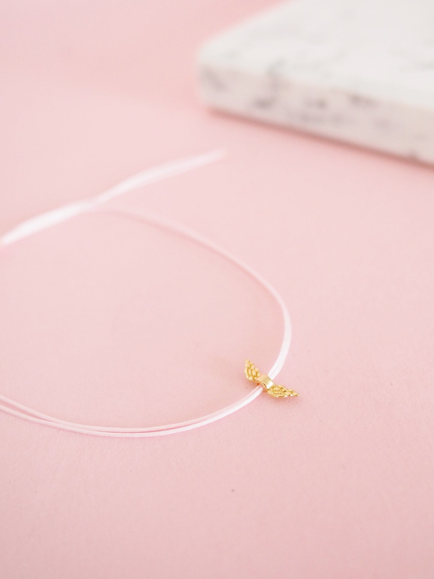 Erinnerungs Armband mit Flügel Sterlingsilber vergoldet Macramée
