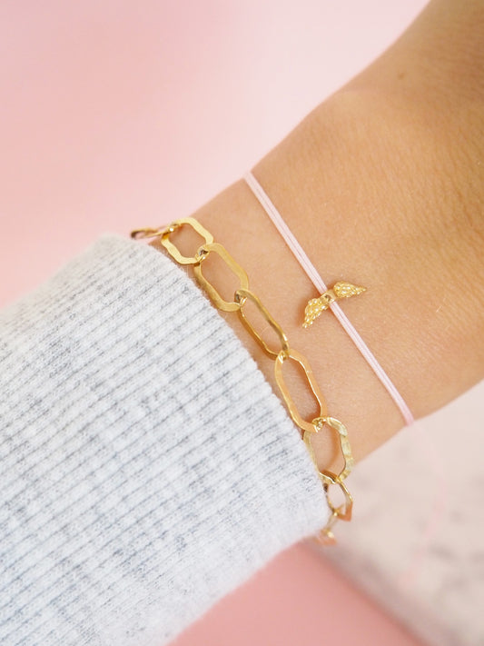 Erinnerungs Armband mit Flügel Sterlingsilber vergoldet Macramée