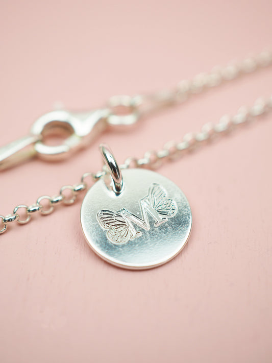 Schmetterling Monogramm Armband 925 Sterlingsilber