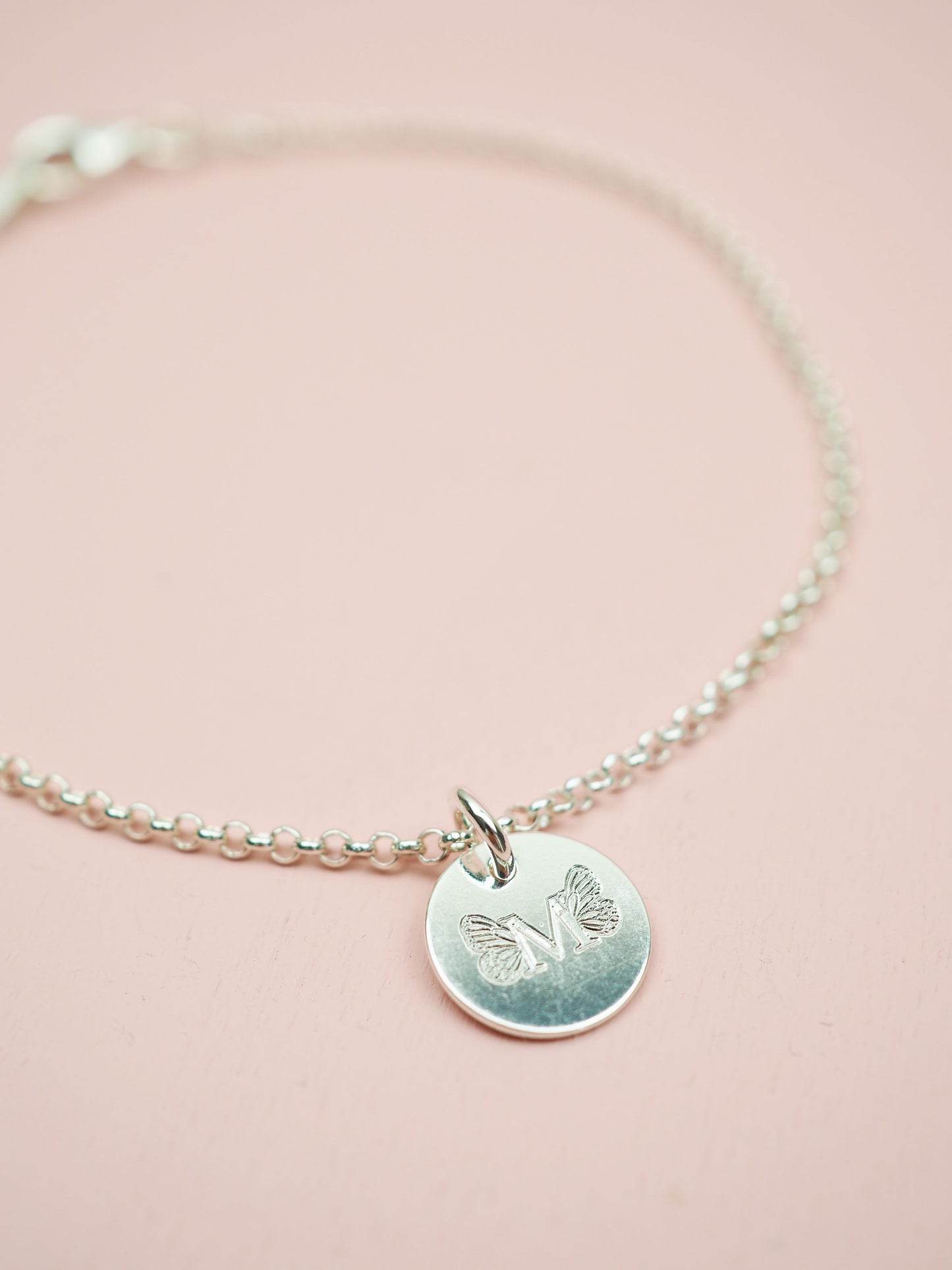 Schmetterling Monogramm Armband 925 Sterlingsilber