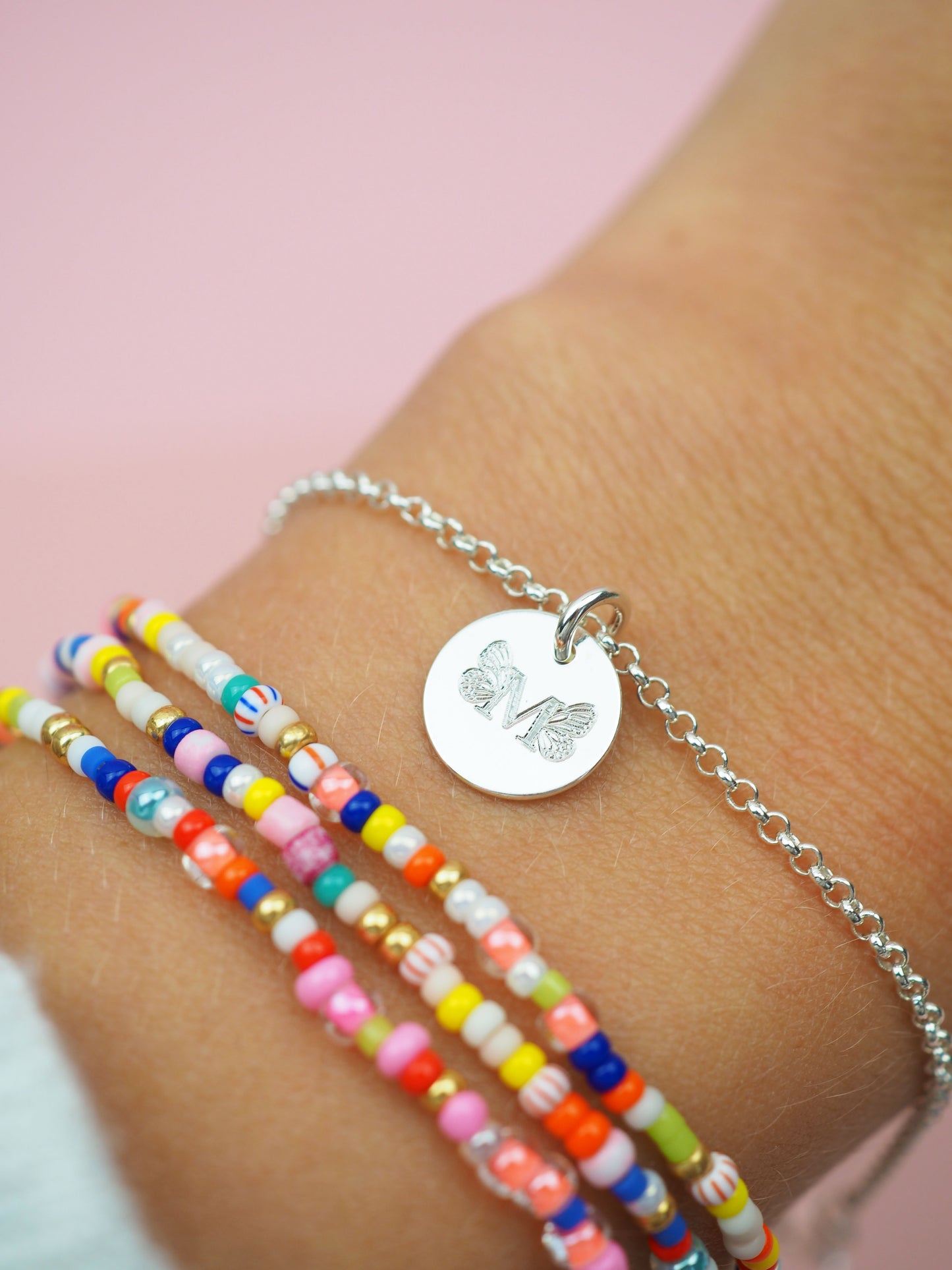 Schmetterling Monogramm Armband 925 Sterlingsilber