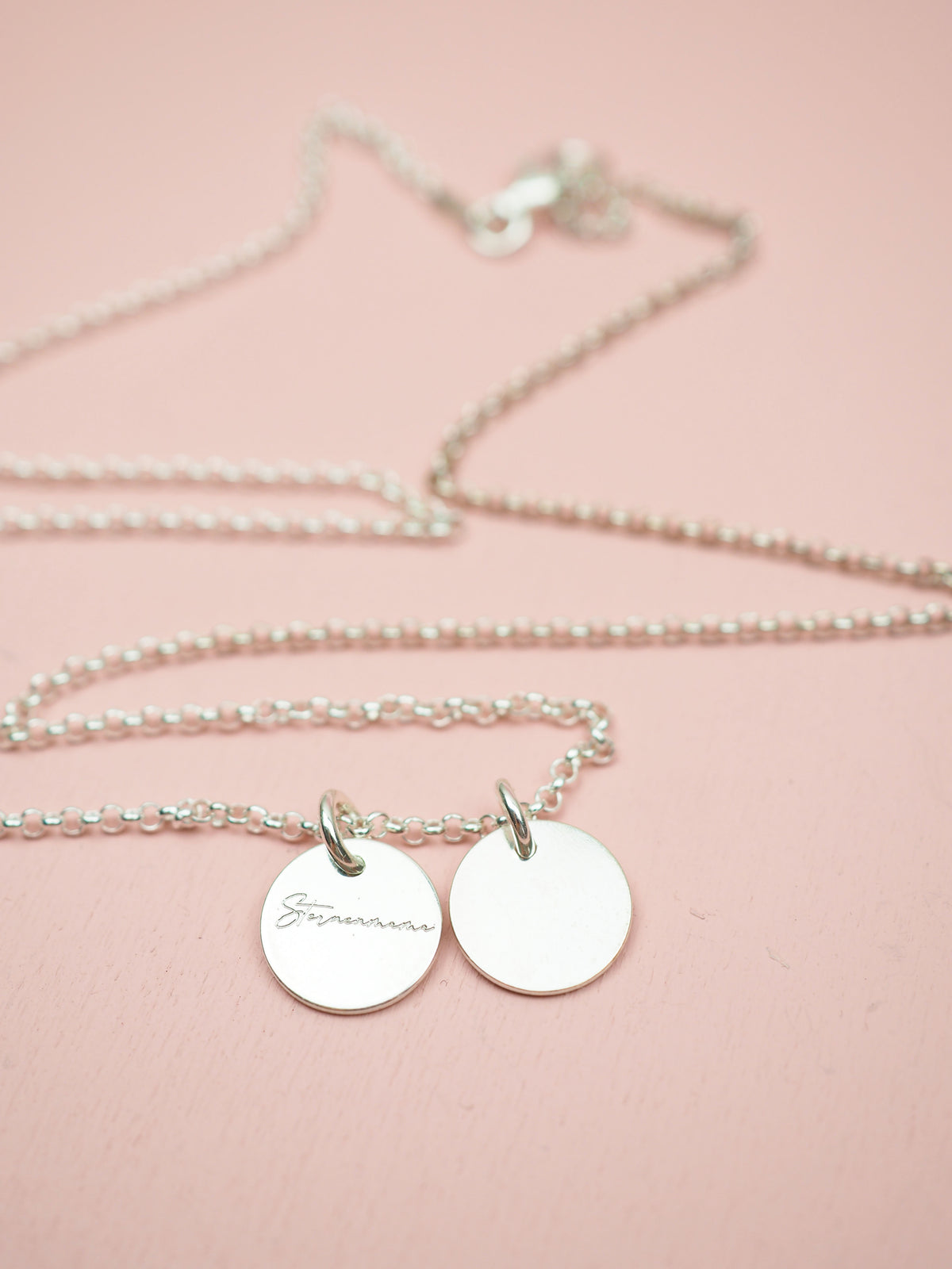 Sternenmama Kette mit Gravur Plättchen 925 Sterlingsilber
