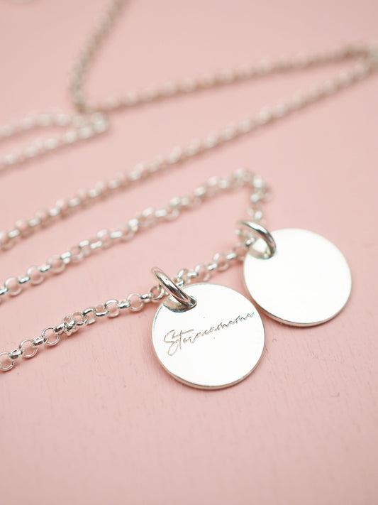 Sternenmama Kette mit Gravur Plättchen 925 Sterlingsilber