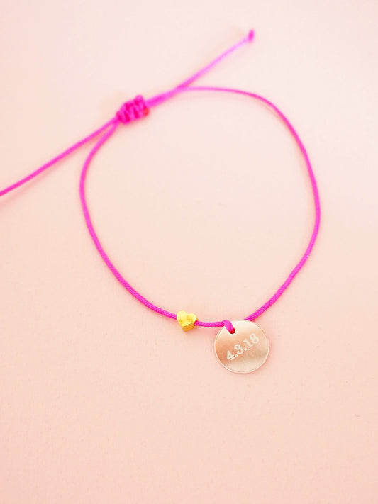 Sternenkind Armband mit Herz & Gravur Macramée