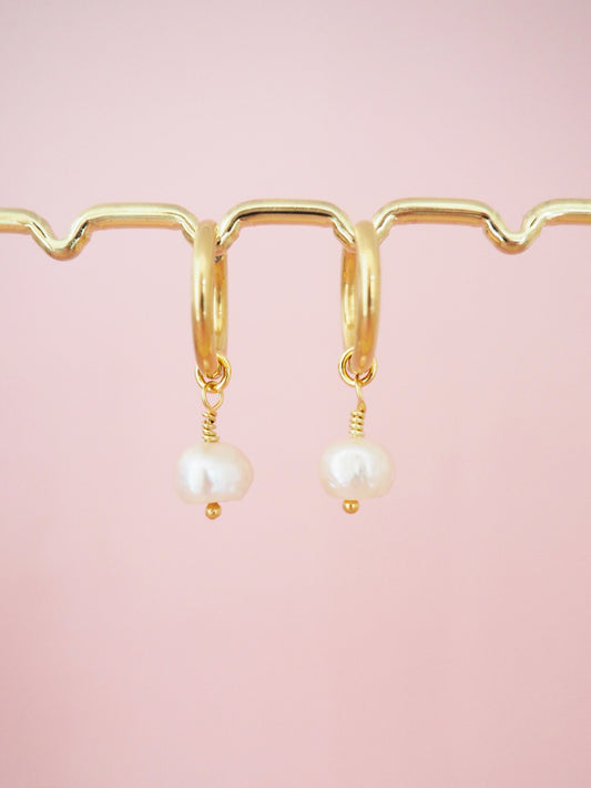 Multiway Creolen mit Süßwasserzuchtperlen Edelstahl vergoldet