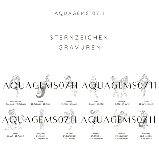 Zodiac Godess Sternzeichen Kette 925 Sterlingsilber mit Diamantgravur