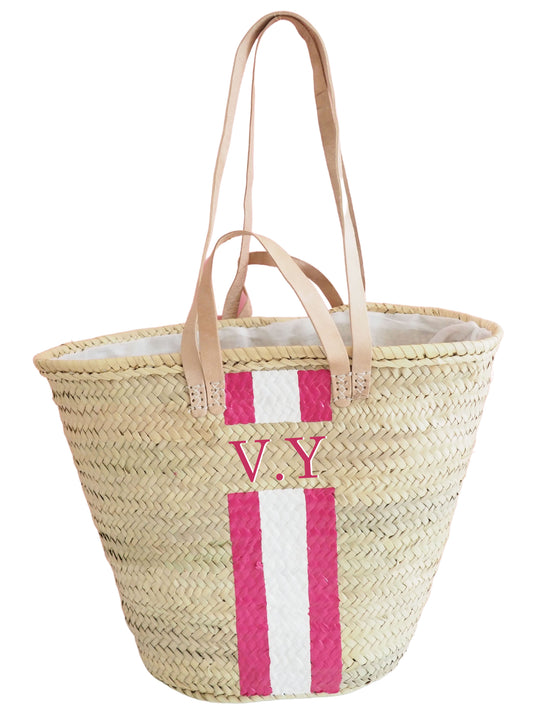 Korb Monogramm & Stripes Summer forever Weiss