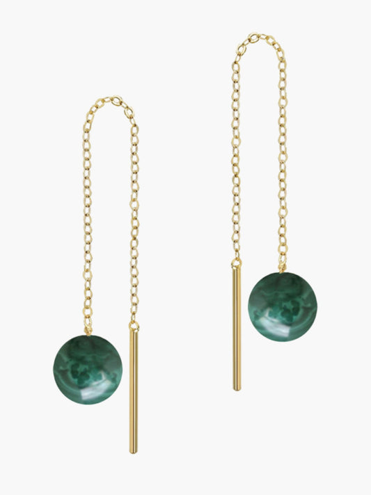 333 ECHT GOLD Malachit Ohrhänger zum durchziehen