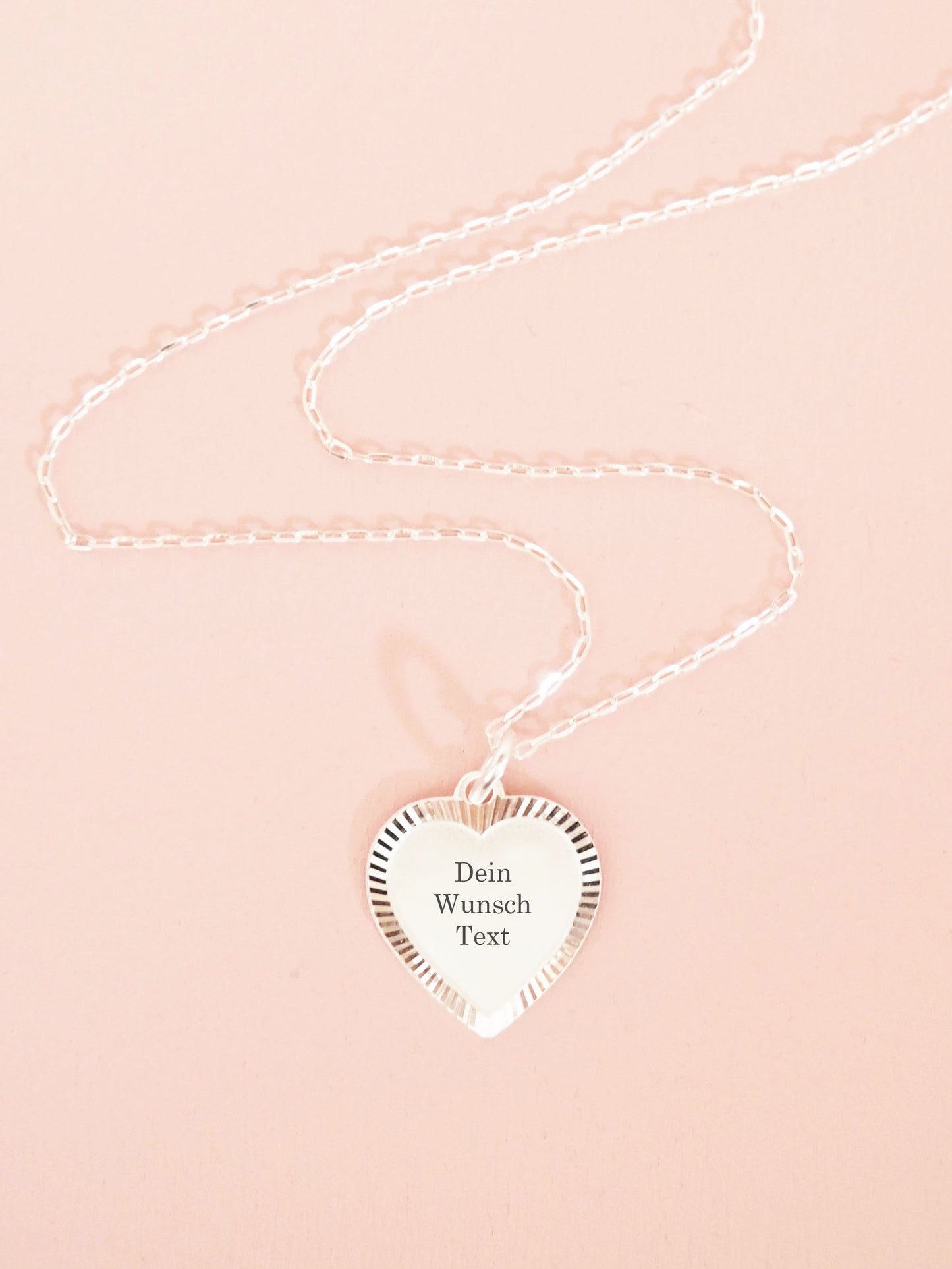 Kette mit Herz & Gravur 22 mm Sterlingsilber