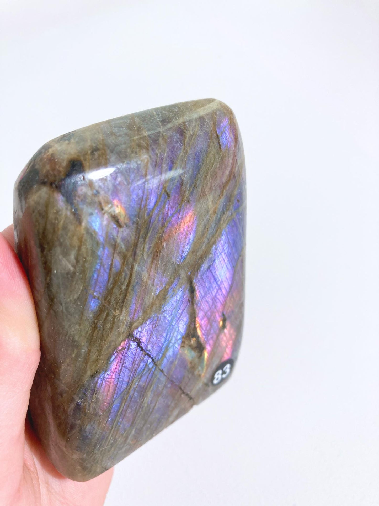 Pink Violett Blau Labradorit Freifrom . FREEFORM 330g  - aus Madagascar (83)
