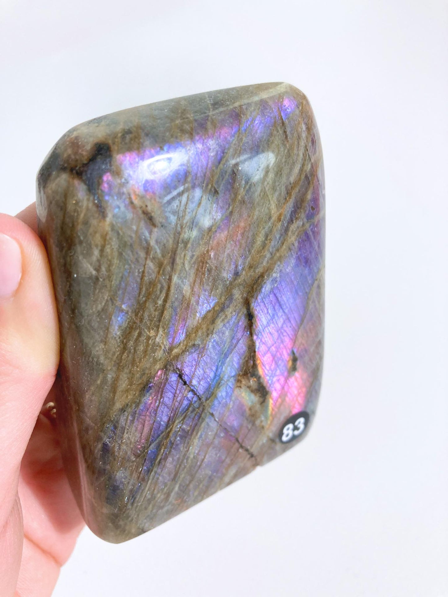 Pink Violett Blau Labradorit Freifrom . FREEFORM 330g  - aus Madagascar (83)