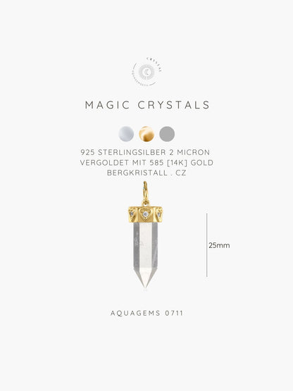 Bergkristall mit CZ Anhänger MAGIC CRYSTALS COLLECTION Herz . 925 Sterlingsilber vergoldet MIT Kette 45cm