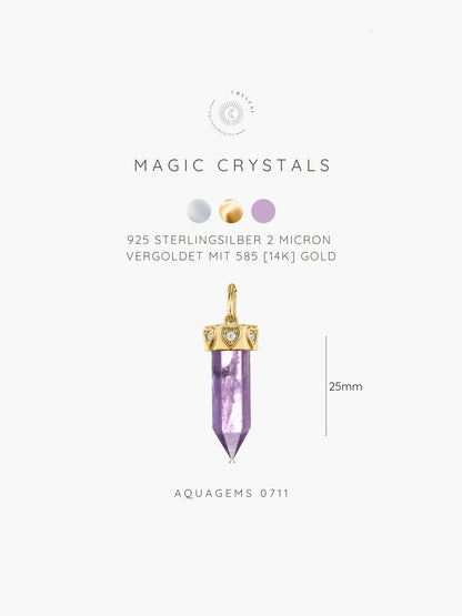 Amethyst mit CZ Anhänger MAGIC CRYSTALS COLLECTION Herz . 925 Sterlingsilber vergoldet MIT Kette 45cm