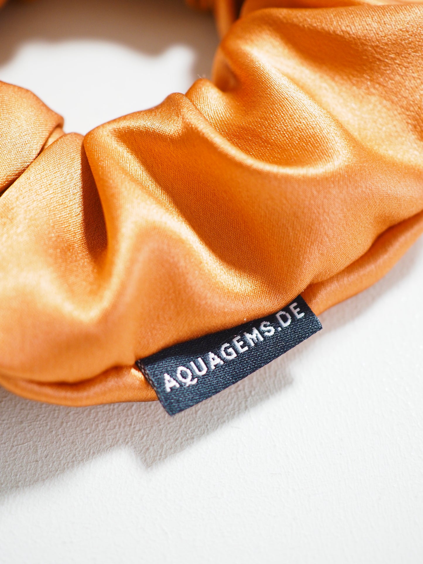 CRYSTAL SCRUNCHIE 100% Maulbeerseiden Haargummi mit Kristall Tasche -  COPPER . Kupfer