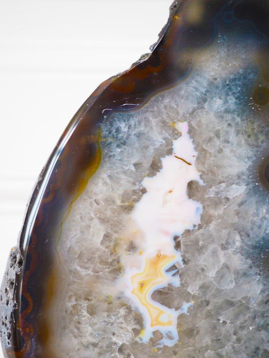 XXL Braun Rosa Achat Cut Base . Freiform mit Quarz  ca 21 cm [xx] - aus Brasilien HIGH QUALITY Handpoliert