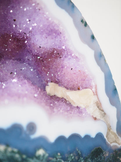 XL Amethyst Geode mit Moos Achat & Calcit 3,2 Kg / Kathedrale aus Brasilien - High Quality