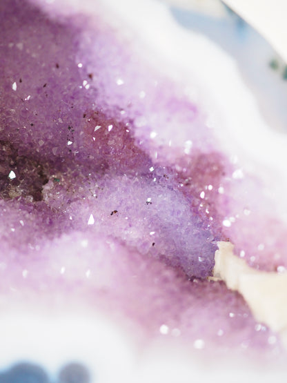 XL Amethyst Geode mit Moos Achat & Calcit 3,2 Kg / Kathedrale aus Brasilien - High Quality