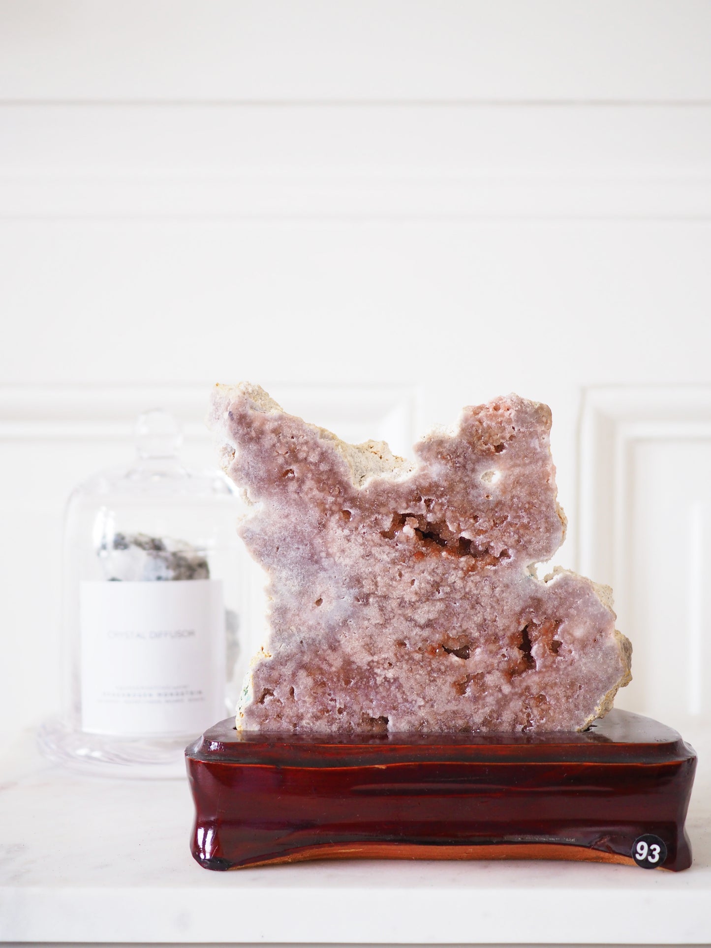 Pink Amethyst auf Holz Ständer . Pink Amethyst on Wooden Stand ca.  15cm  [93] - aus Patagonien