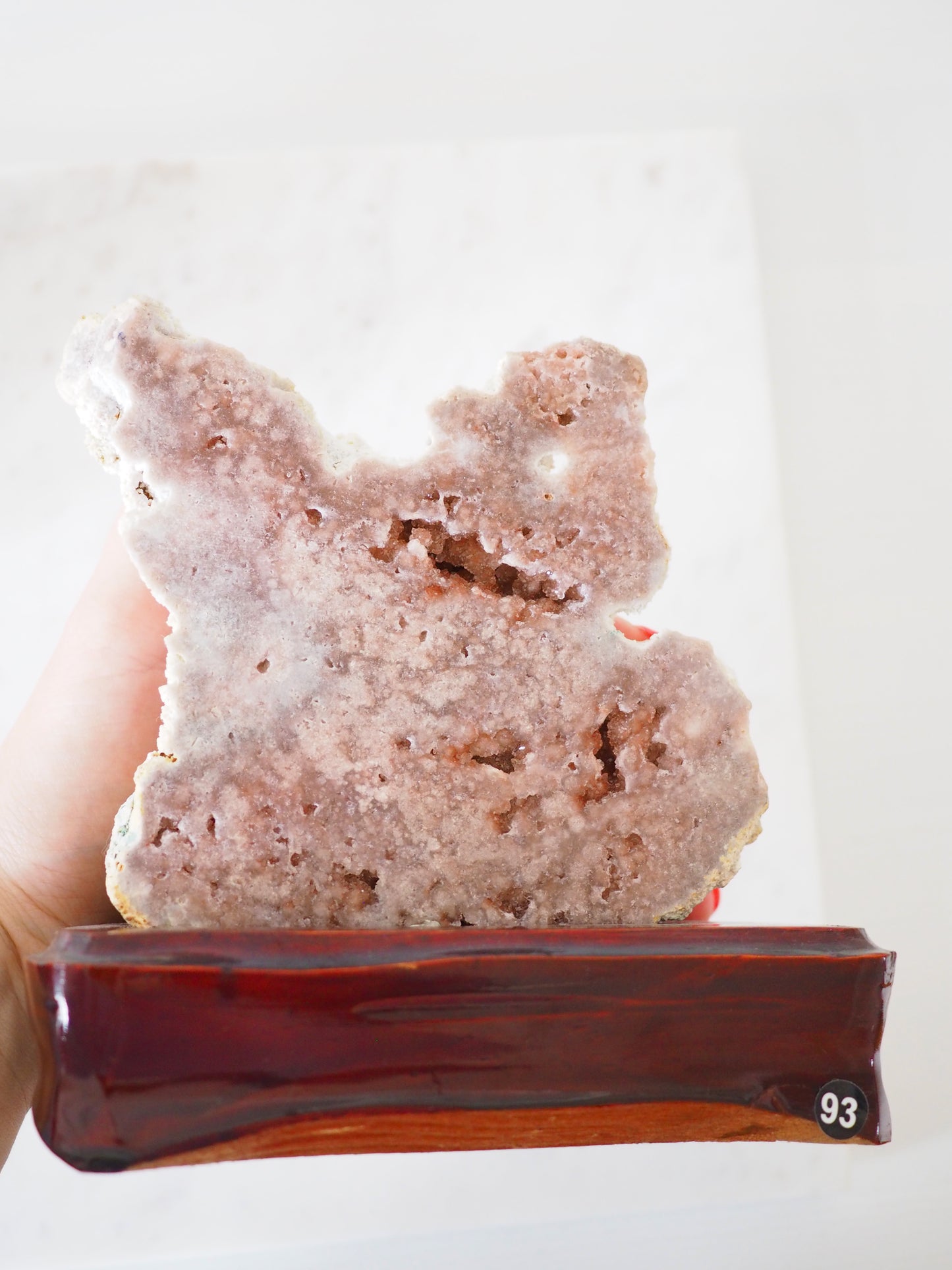 Pink Amethyst auf Holz Ständer . Pink Amethyst on Wooden Stand ca.  15cm  [93] - aus Patagonien