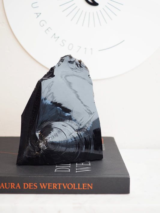 Schwarzer Obsidian [B] ca. 15 cm - aus Brasilien HIGH QUALITY