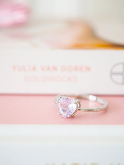 Lavender Moon Quarz Herz Ring 925 Sterlingsilber ca 0.8 cm - aus Brasilen