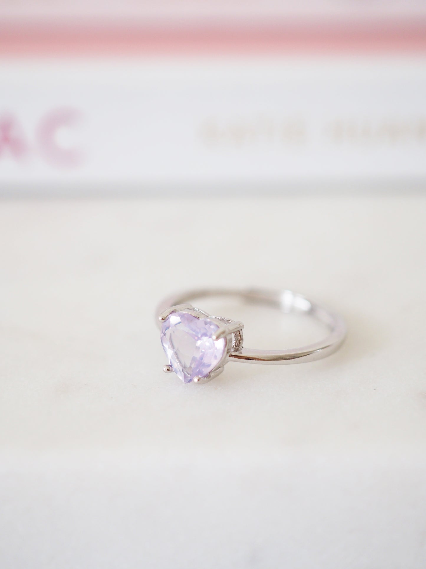 Lavender Moon Quarz Herz Ring 925 Sterlingsilber ca 0.8 cm - aus Brasilen