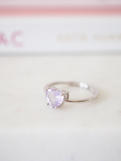 Lavender Moon Quarz Herz Ring 925 Sterlingsilber ca 0.8 cm - aus Brasilen