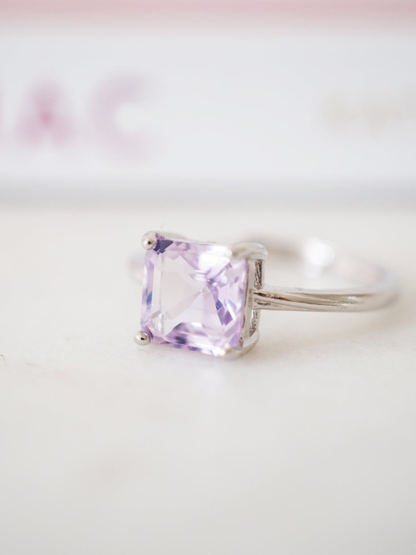 Lavender Moon Quarz Ring 925 Sterlingsilber ca 0.8 cm - aus Brasilien
