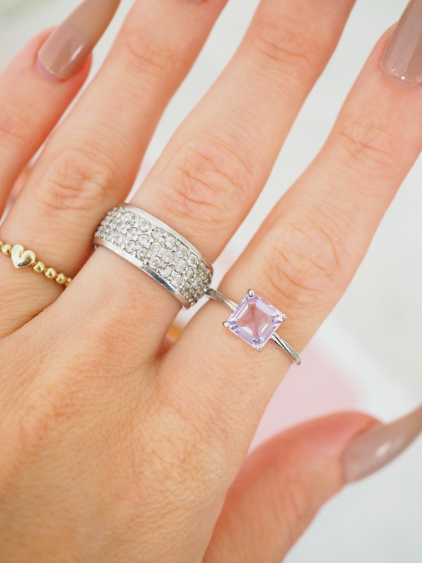 Lavender Moon Quarz Ring 925 Sterlingsilber ca 0.8 cm - aus Brasilien