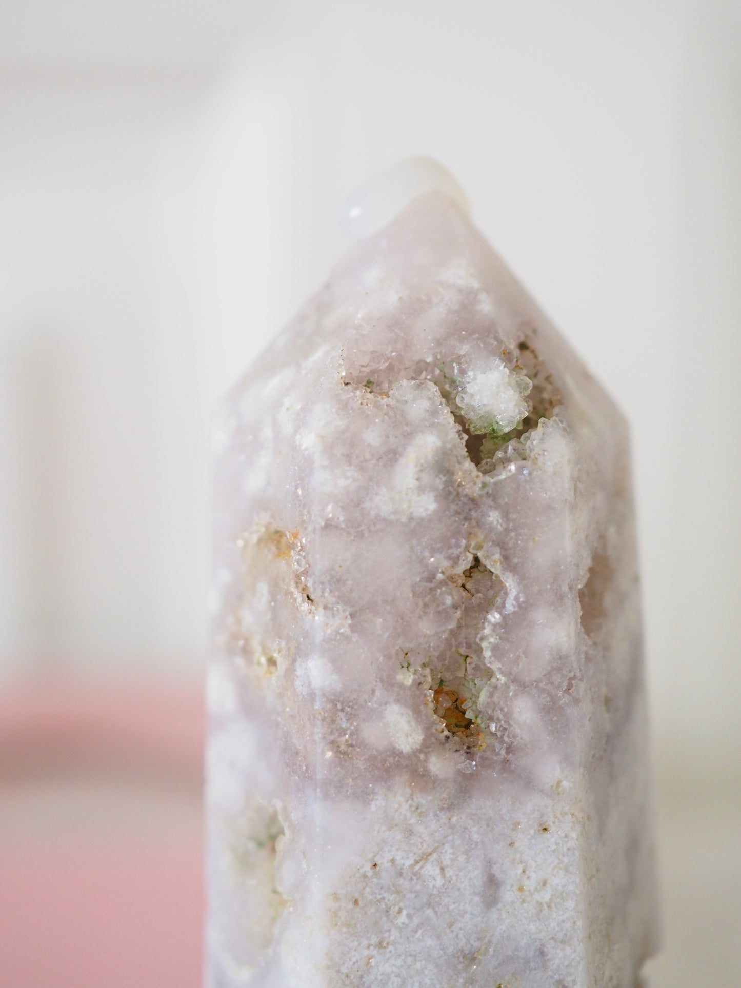Druzy Blumen Achat / Pink Amethyst Spitze  . Flower Agate Point ca 6.5cm  (77) - aus Madagascar High Quality