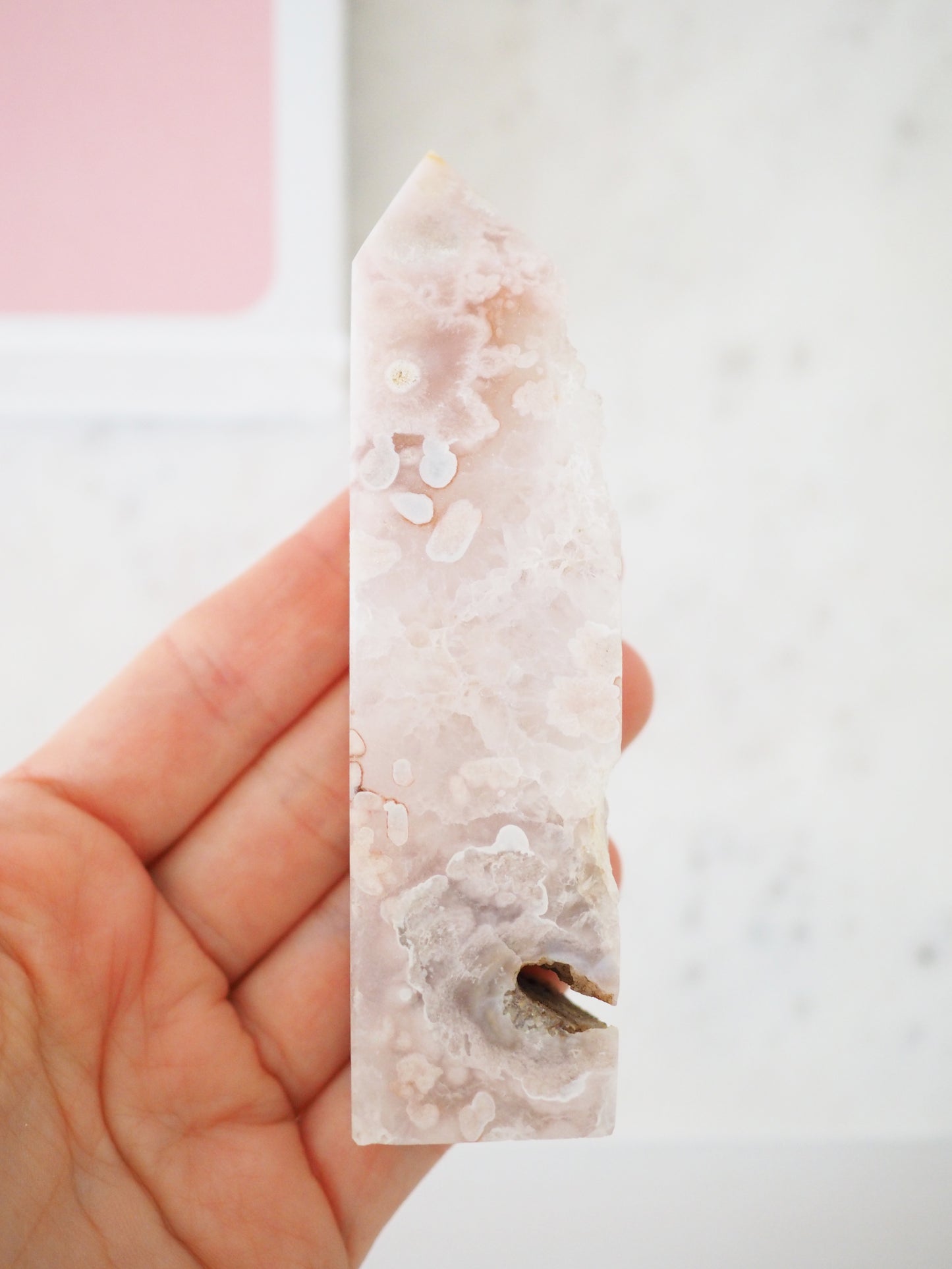 Blumen Achat mit Quarz Spitze . Flower Amethyst ca. 11cm - aus Madagascar HIGH QUALITY