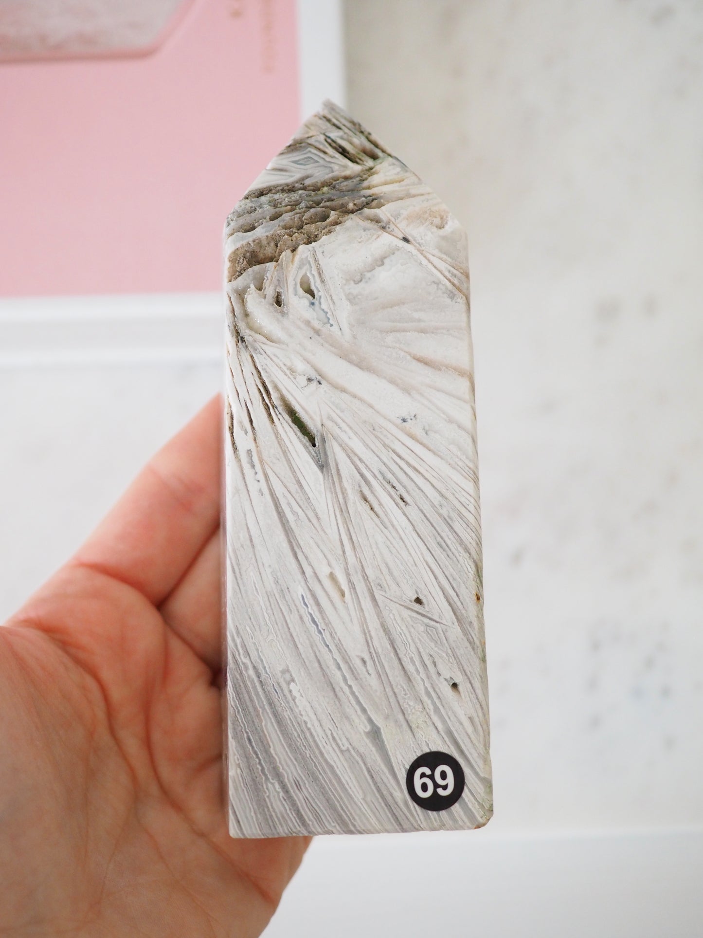 XL Mexikanischer Spitzen Achat Spitze . Mexican Lace Agate Point ca.  14 cm [69] - aus Mexiko High Quality