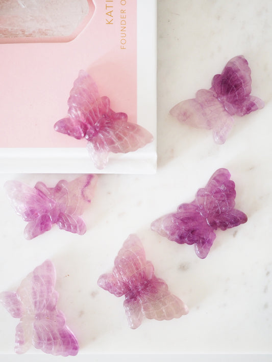 Pink Violett Fluorite Schmetterling ca.4 cm - aus China