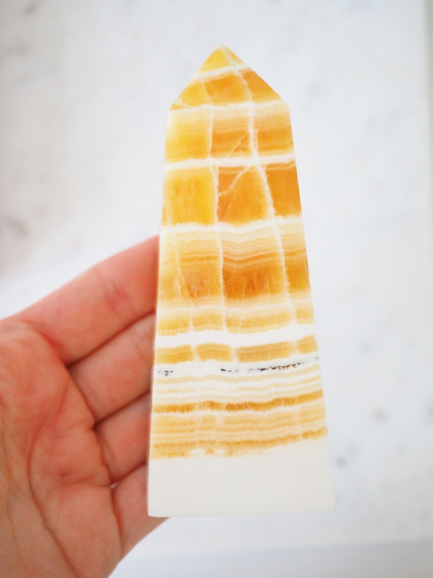 Juicy Orangen Calcit Obelisk 11-12cm High Quality (92) - aus Mexiko