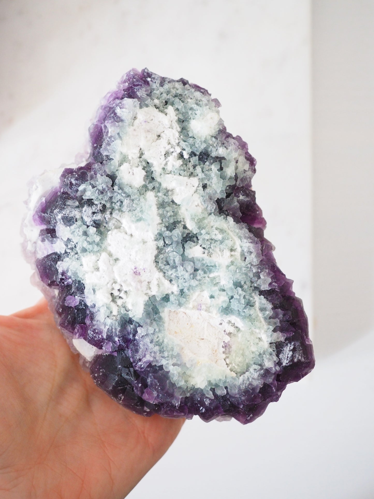 Fluorit 2 Generationen Lila Violett Grün ca. 14 cm [2] - aus Zhejiang China