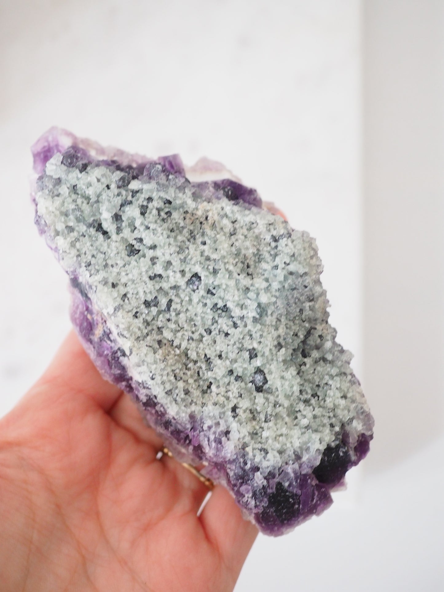 Fluorit 2 Generationen Lila Violett Grün ca. 12 cm [1] - aus Zhejiang China