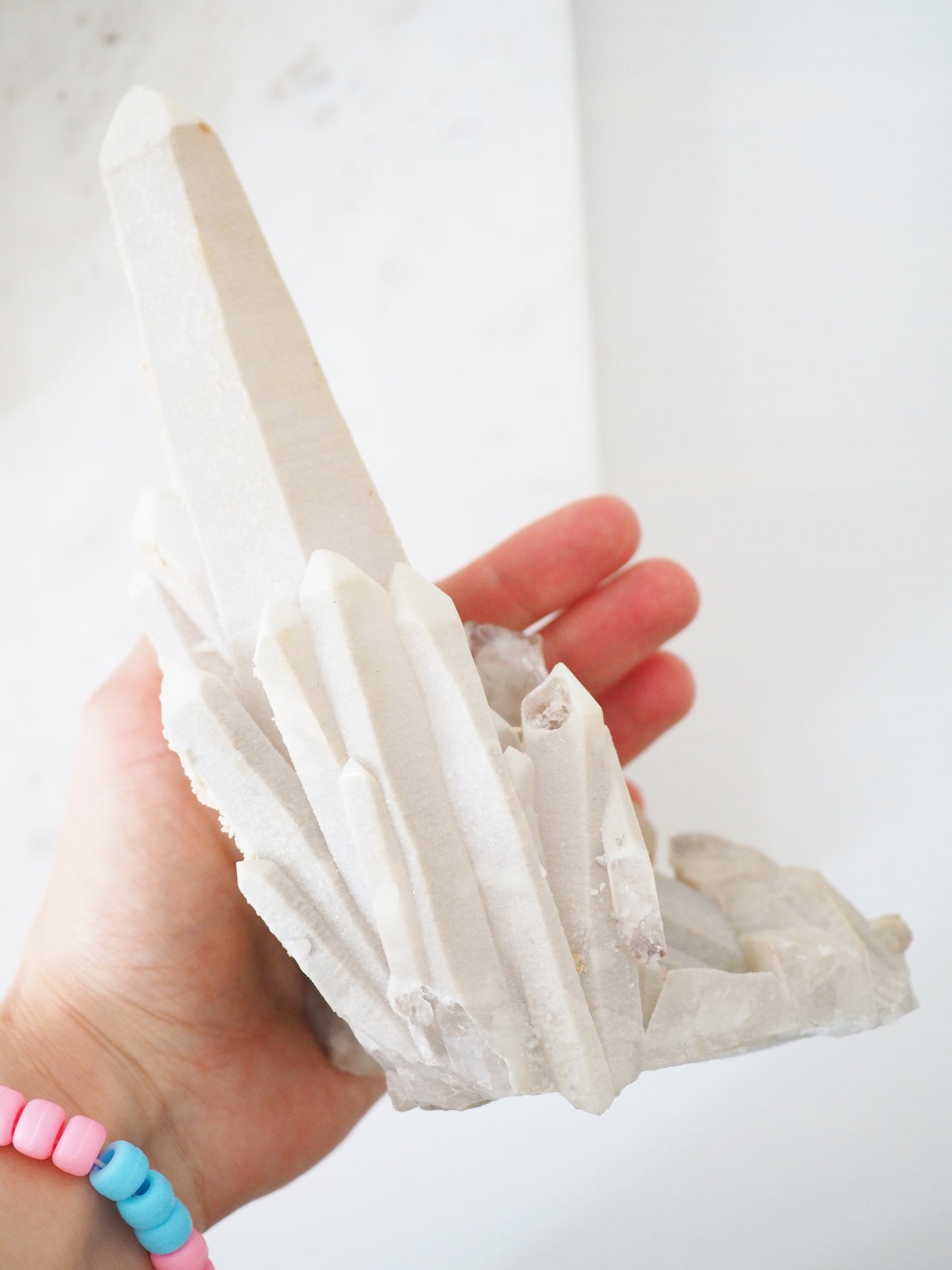 Sparkly Weisser Candle / Skelett Quarz mit Calcit ca. 20 x 12 cm 900g [1]- aus Innere Mongolei China