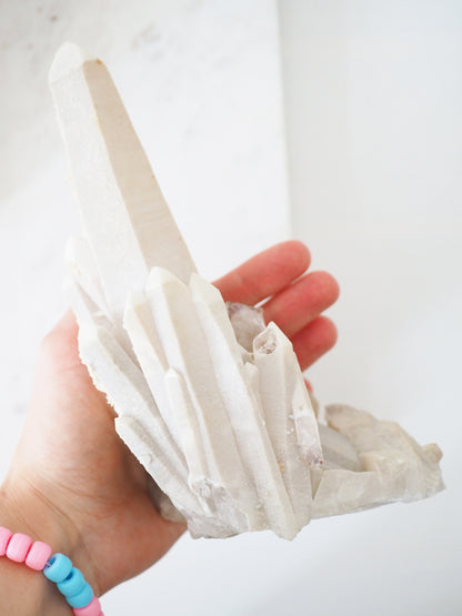 Sparkly Weisser Candle / Skelett Quarz mit Calcit ca. 20 x 12 cm 900g [1]- aus Innere Mongolei China