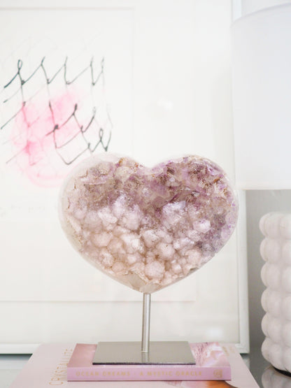 Amethyst Herz auf Halter . Ständer 18cm - aus Brasilien