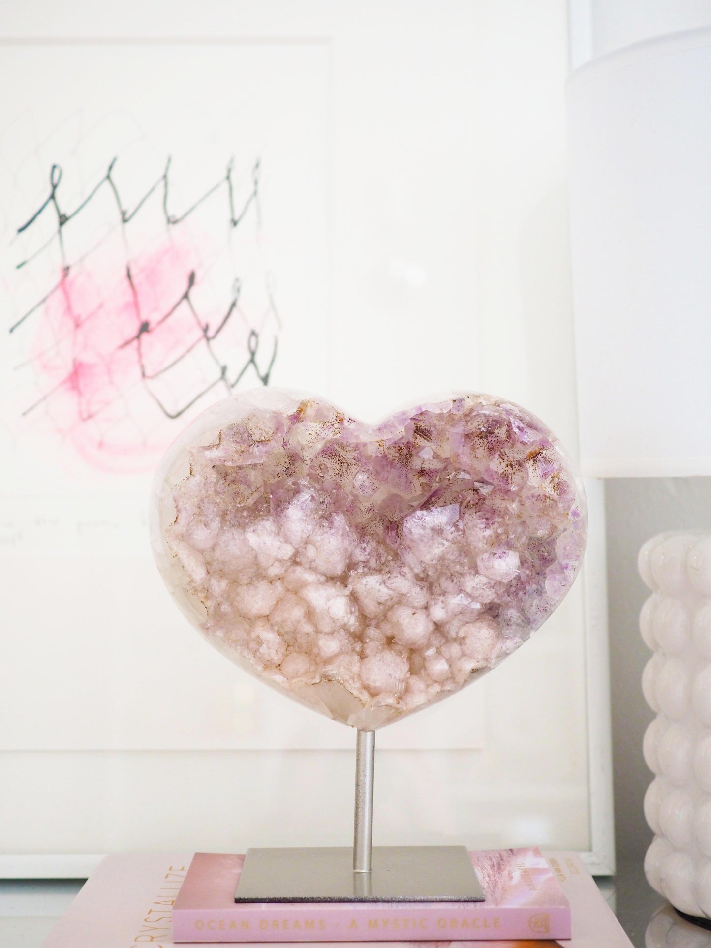 Amethyst Herz auf Halter . Ständer 18cm - aus Brasilien