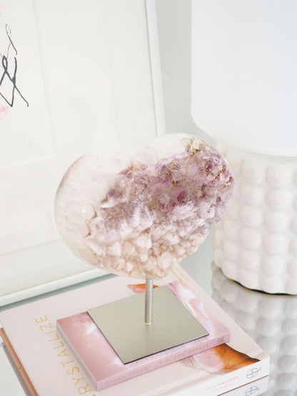 Amethyst Herz auf Halter . Ständer 18cm - aus Brasilien