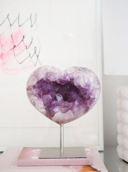 Amethyst Herz auf Halter . Ständer 16cm - aus Brasilien HIGH QUALITY