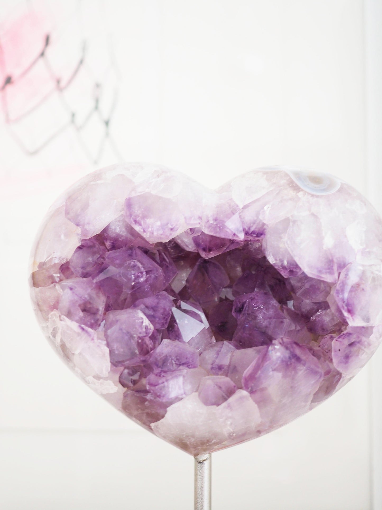 Amethyst Herz auf Halter . Ständer 16cm - aus Brasilien HIGH QUALITY