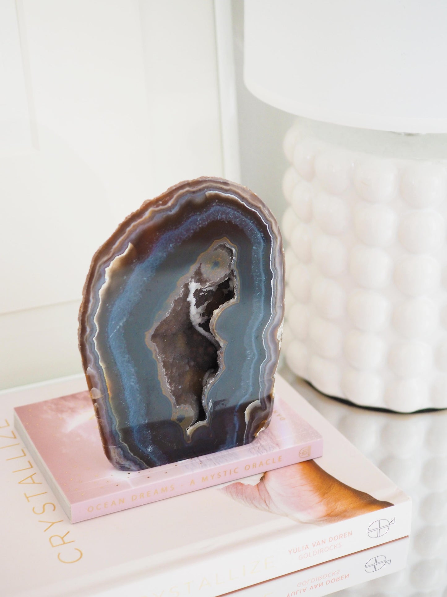 Druzy Achat Cut Base . Freiform mit Quarz ca. 13  cm - aus Brasilien HIGH QUALITY Handpoliert