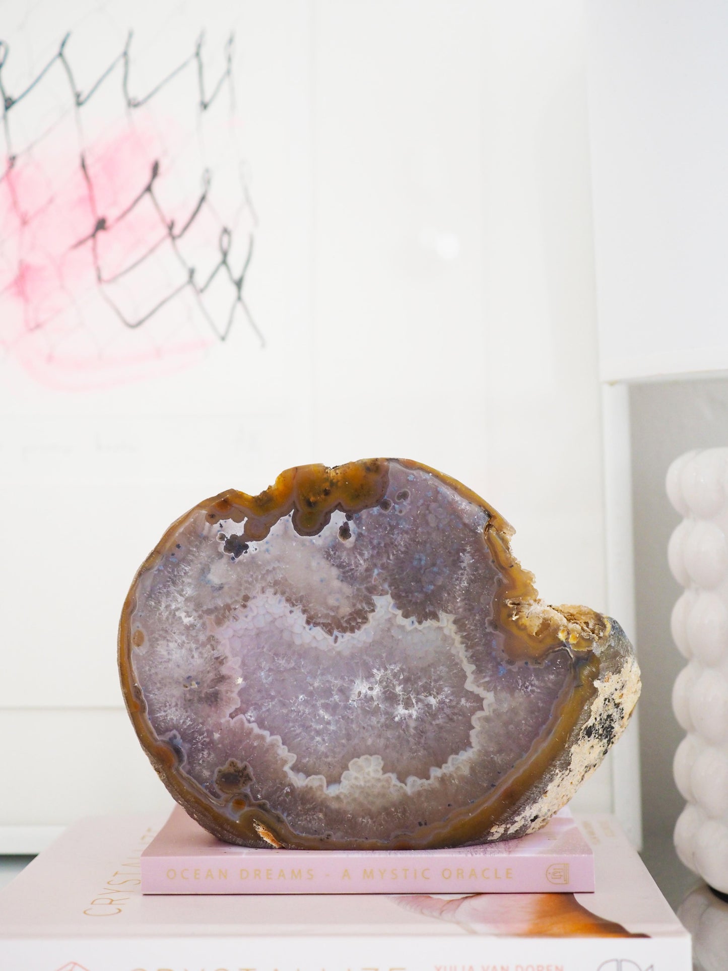 Druzy Achat Cut Base . Freiform mit Quarz ca. 15.5  cm - aus Brasilien HIGH QUALITY Handpoliert